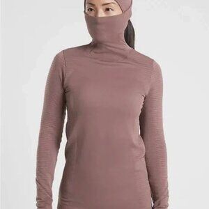 EUC Athleta Flurry Balaclava Smoked Almond Brown Seamless Chafe Free Top